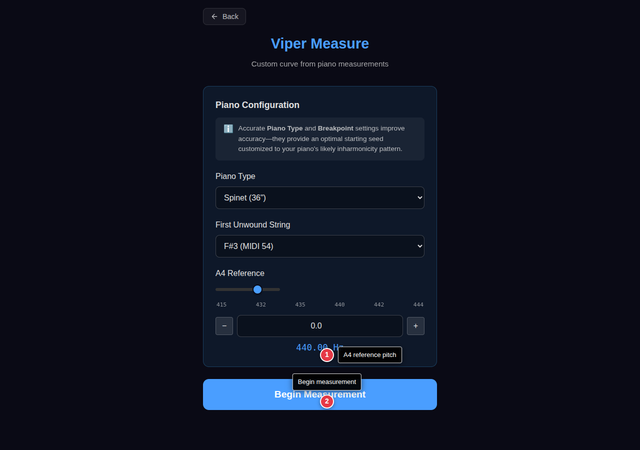 Measure setup controls