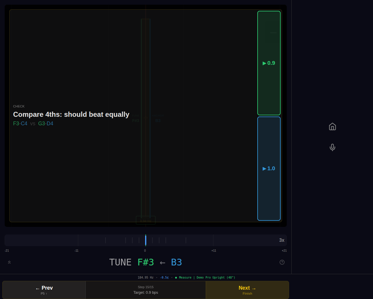 Aural tuning CHECK overlay